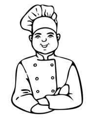 Vector illustration of cook. Hand drawn outline of chef.