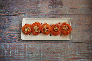 Quince dessert, oven baked quince  in thick syrup. Traditional Turkish cuisine. Local name is 