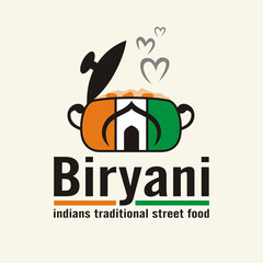 biryani logo vector - indian street food - traditional culinary - business mascot brand