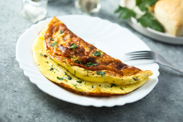 Traditional homemade omelette with herbs