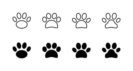 Fototapeta na wymiar Paw icons set. paw print sign and symbol. dog or cat paw