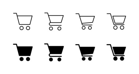 Shopping icons set. Shopping cart sign and symbol. Trolley icon
