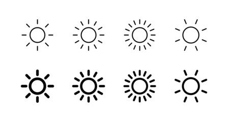 Sun icons set. Brightness sign and symbol