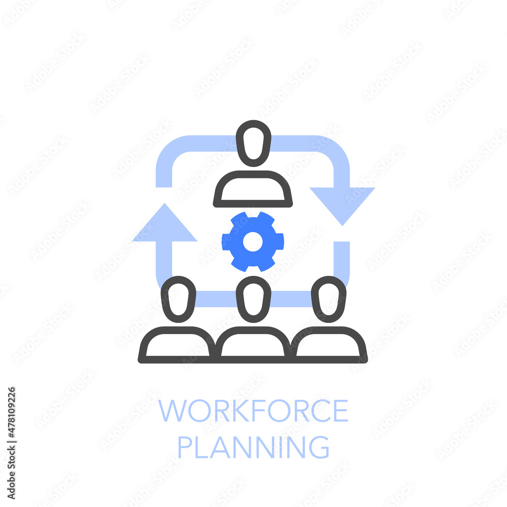 Poster workforce planning symbol with a manager and group of people. easy to use for your website or presen