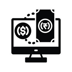 Online Money Exchange Vector icon which is suitable for commercial work and easily modify or edit it

