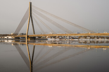 road welded metal cable-stayed bridge over the Daugava in Riga.3