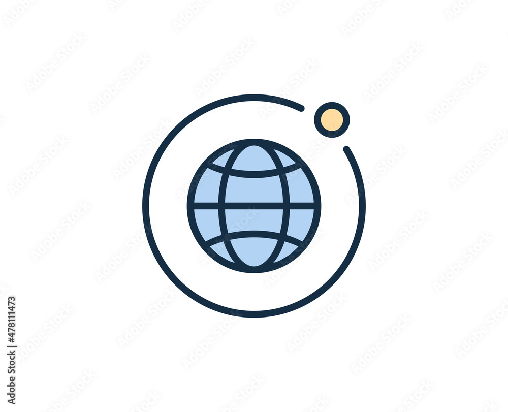 Poster line globe icon isolated on white background. outline symbol for website design, mobile application,