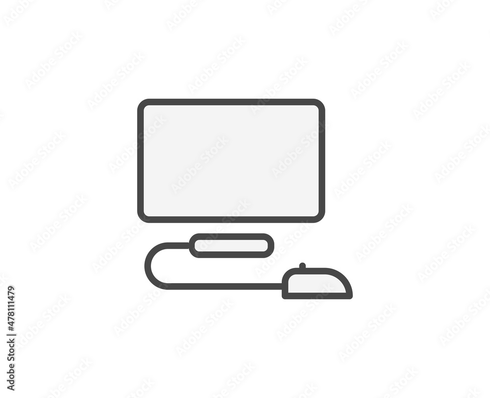 Poster line computer icon isolated on white background. outline symbol for website design, mobile applicati