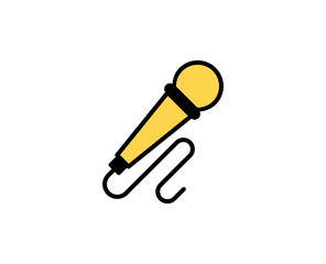Microphone flat icon. Single high quality outline symbol for web design or mobile app.  Holidays thin line signs for design logo, visit card, etc. Outline pictogram EPS10