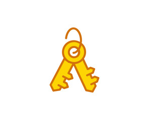 Key flat icon. Single high quality outline symbol for web design or mobile app.  House thin line signs for design logo, visit card, etc. Outline pictogram EPS10
