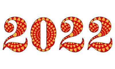 Vector mandalas style decoration, hand drawn round ornament. 2022. Happy New Year card design. Vector illustration , mandala