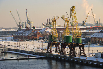 Winter in Stettin (Szczecin); Blick auf die historische Hafeninsel Lastadie