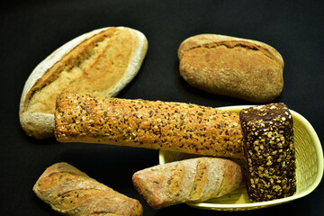Fototapeta na wymiar Still life composed of several loaves of bread.