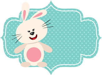 Cute bunny rabbit with empty blue banner