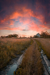 sunset in the countryside