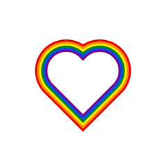 heart shape flag of rainbow. vector illustration isolated on white background