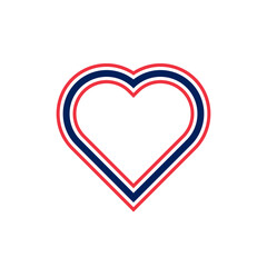 heart shape flag of thailand. vector illustration isolated on white background