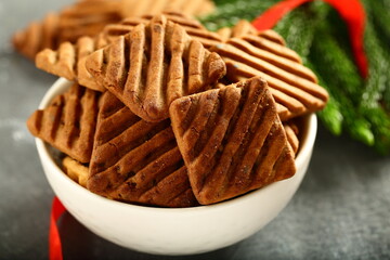 Fresh baked chocolate cookies - holidays greetings background