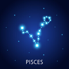 Obraz na płótnie Canvas Astrological zodiac Pisces. 12 zodiac symbol. Astronomy occult symbol with zodiac sign.