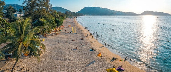 Sunset view in Patong beach in Phuket Province, Thailand - obrazy, fototapety, plakaty