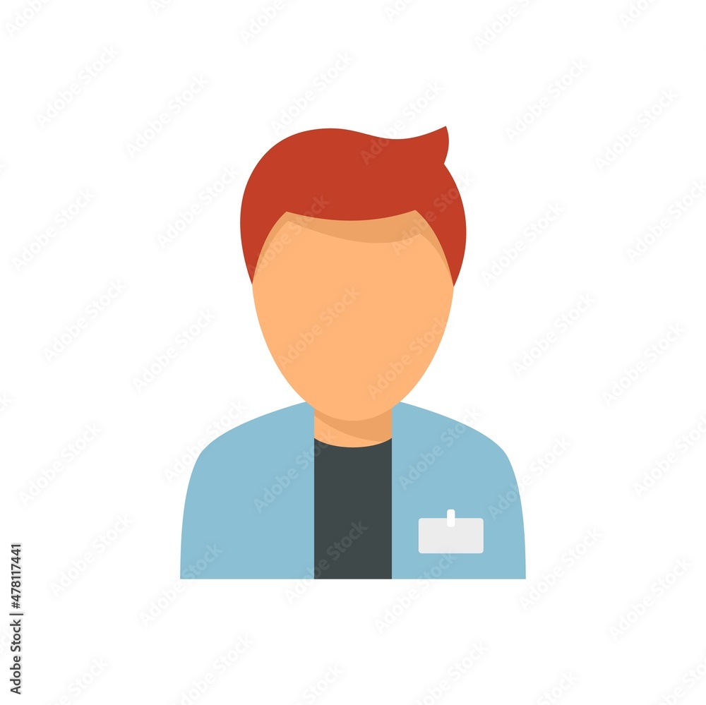 Poster library worker icon flat isolated vector