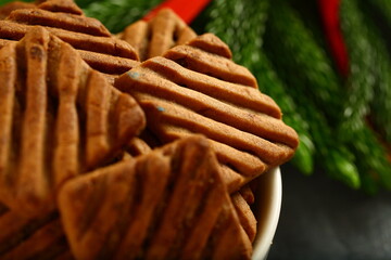 Close up image of homemade cookies. vegan diet sugar free biscuits.