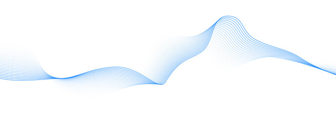 Abstract blue smooth wave on a white background. Dynamic sound wave. Design element. Vector illustration.