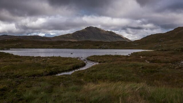 View towards Canisp Mountain in Scottish Highlands - Time Lapse Video