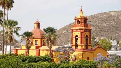 Fototapeta na wymiar Saint Sebastians Tempel and Church of Peña de Bernal City in Querétaro state of central Mexico.