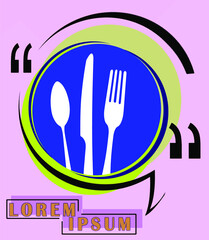 Abstract restaurant menu design with cutlery signs logo