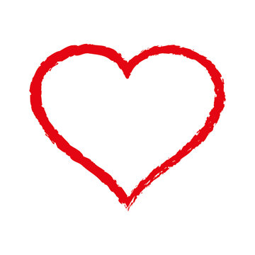 Red vector heart frame icon brush chalk strokes