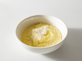 Traditional Turkish breakfast item in white bowl