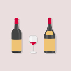 alcoholic drink or wine illustration, flat design vector
