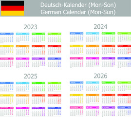 2023-2026 German Type-1 Calendar Mon-Sun on white background