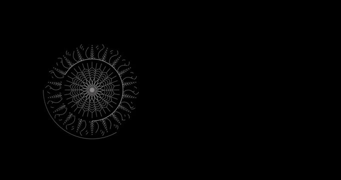 Abstract ornamental digital hand drawn silver colour Mandala, animation footage. Floral vintage decorative element's oriental pattern.