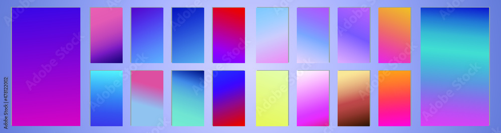 Poster set of abstract vector gradient backgrounds. colorful texture for your design. mobile app template