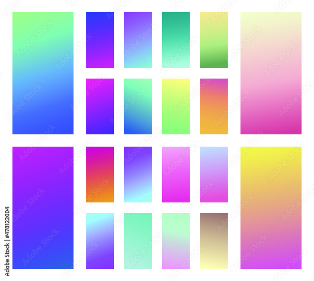 Poster set of abstract vector gradient backgrounds. colorful texture for your design. mobile app template