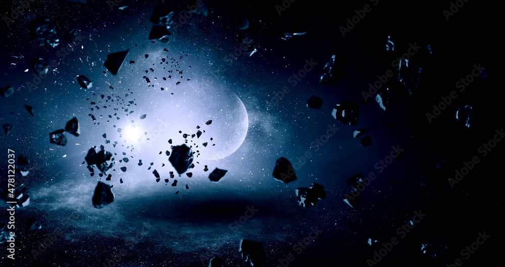 Poster image of outer space. . mixed media