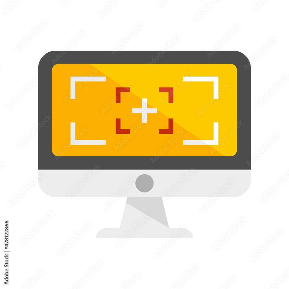 Poster computer screen recording icon flat isolated vector