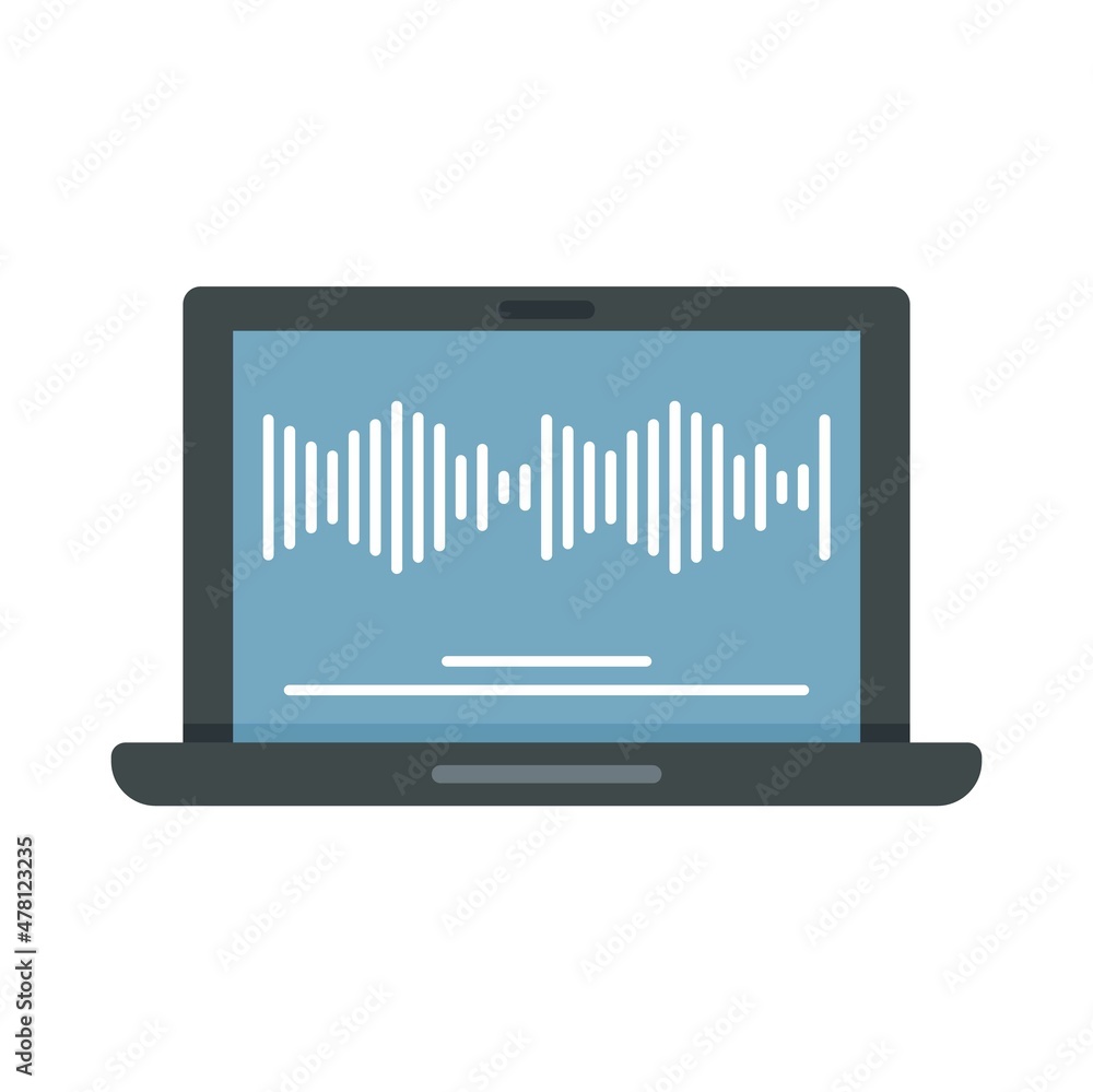 Poster Notebook screen recording icon flat isolated vector