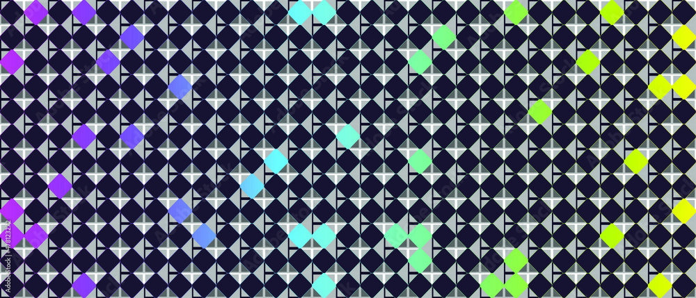 Poster technology background with color square and shapes. abstract black squares pattern with gradient bac