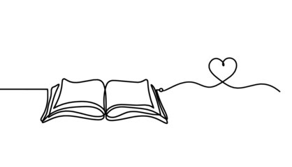 Abstract open book as line drawing on white background. Vector