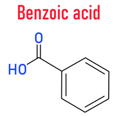 Benzoic acid - food and cosmetic preservative, E210 additive, skeletal chemical formula
