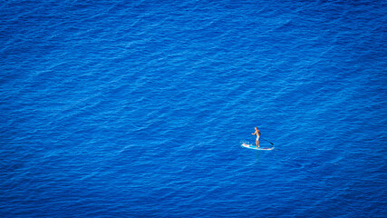 Standup paddleboarding aerial view