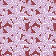 Floral seamless pattern. Hand drawn flowers on pink background. Vector illustration.