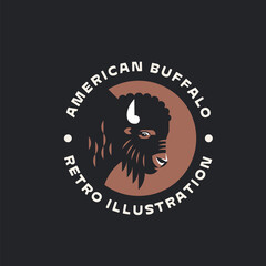 Bison buffalo icon logo design. Wild bull animal retro illustration. Vintage native american style. Retro bison head emblem badge. © tortugin
