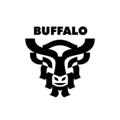 Bison buffalo icon logo design. Wild bull animal retro illustration. Vintage simple geometric symbolic style. Retro bison head emblem badge.