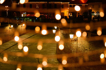 Christmas decorations in Sibiu during the winter holidays. One of the most beautiful Christmas markets around the world.