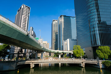 Obraz premium 大阪市 肥後橋の高層ビル群