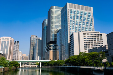 Fototapeta na wymiar 大阪市 淀屋橋、中之島の高層ビル群